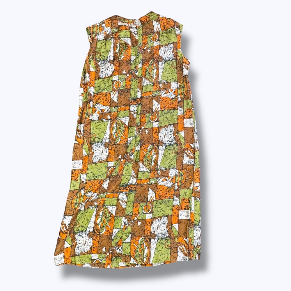Vintage 60s 70s MCM Mod Patchwork Geometric Sleeveless Dress Union Made Size 16 - Picture 13 of 13